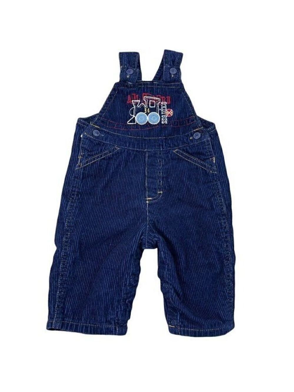 Fisher price baby boys train bib corduroy overalls 6-9 months all aboard express